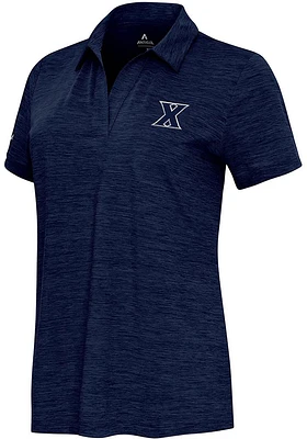 Antigua Xavier Musketeers Womens Navy Blue Layout Short Sleeve Polo Shirt