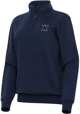 Antigua Xavier Musketeers Womens Navy Blue Victory Qtr Zip