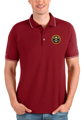 Antigua Denver Nuggets Mens Red Affluent Short Sleeve Polo