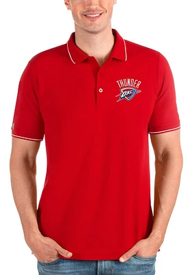 Antigua Oklahoma City Thunder Mens Red Affluent Short Sleeve Polo