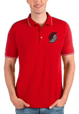 Antigua Portland Trail Blazers Mens Red Affluent Short Sleeve Polo