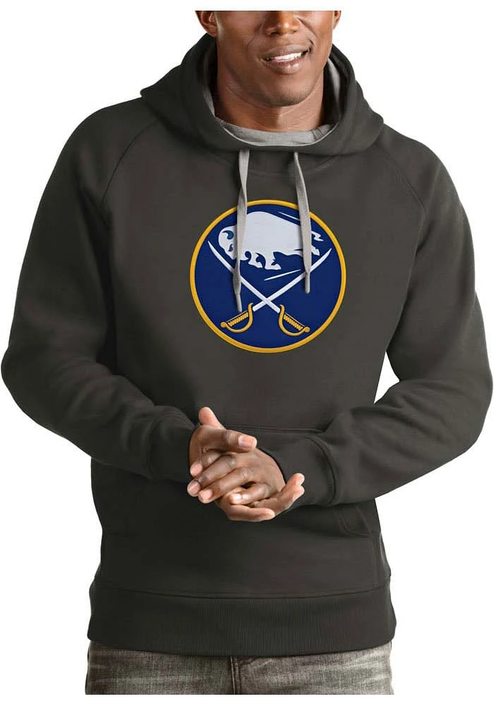 Antigua Buffalo Sabres Mens Charcoal Full Front Victory Long Sleeve Hoodie