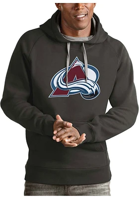 Antigua Colorado Avalanche Mens Charcoal Full Front Victory Long Sleeve Hoodie