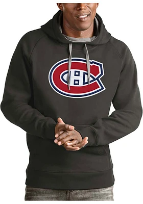 Antigua Montreal Canadiens Mens Charcoal Full Front Victory Long Sleeve Hoodie