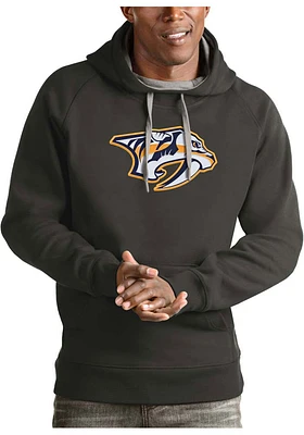 Antigua Nashville Predators Mens Charcoal Full Front Victory Long Sleeve Hoodie