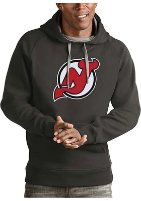 Antigua New Jersey Devils Mens Charcoal Full Front Victory Long Sleeve Hoodie