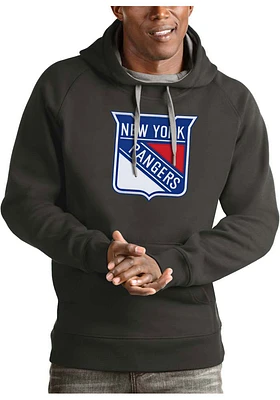 Antigua New York Rangers Mens Charcoal Full Front Victory Long Sleeve Hoodie