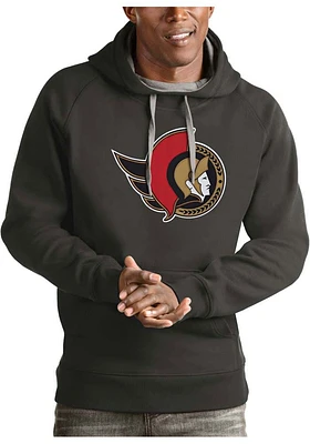Antigua Ottawa Senators Mens Charcoal Full Front Victory Long Sleeve Hoodie