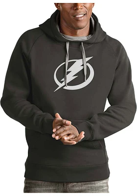 Antigua Tampa Bay Lightning Mens Charcoal Full Front Victory Long Sleeve Hoodie