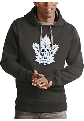 Antigua Toronto Maple Leafs Mens Charcoal Full Front Victory Long Sleeve Hoodie