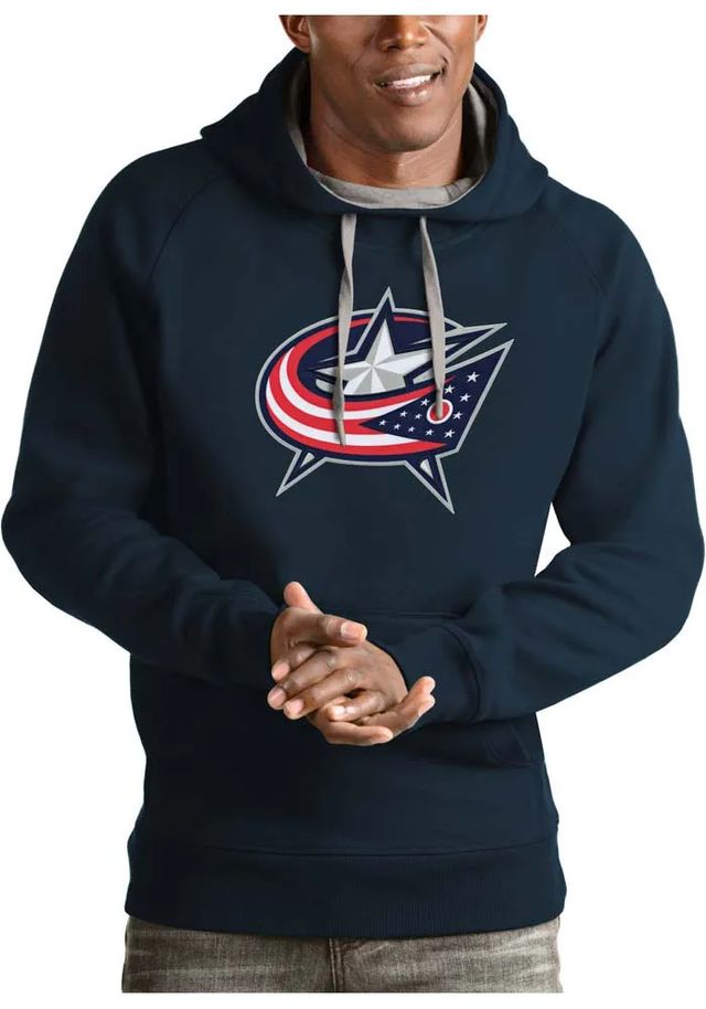 Antigua Columbus Blue Jackets Mens Navy Full Front Victory Long Sleeve Hoodie