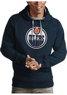 Antigua Edmonton Oilers Mens Navy Blue Full Front Victory Long Sleeve Hoodie