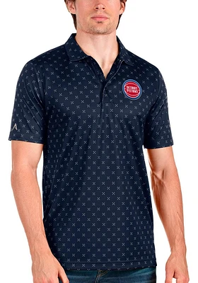 Antigua Detroit Pistons Mens Navy Blue Spark Short Sleeve Polo