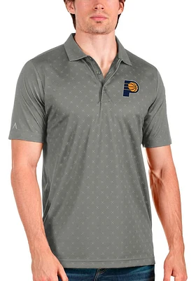 Antigua Indiana Pacers Mens Grey Spark Short Sleeve Polo