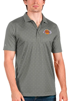 Antigua Los Angeles Lakers Mens Grey Spark Short Sleeve Polo
