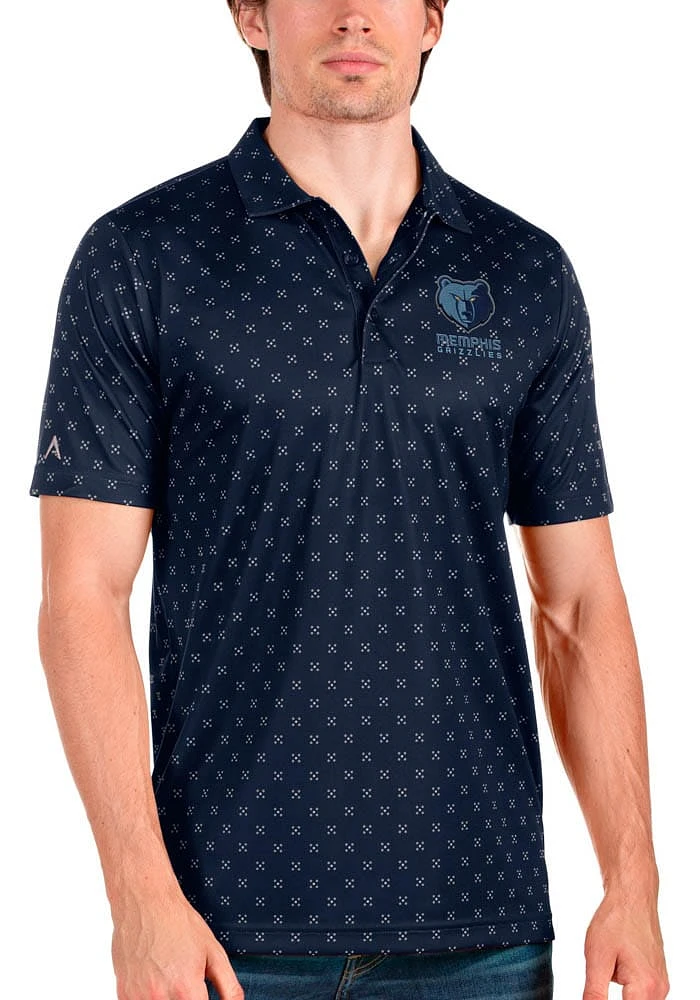 Antigua Memphis Grizzlies Mens Navy Blue Spark Short Sleeve Polo