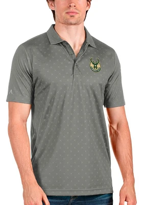 Antigua Milwaukee Bucks Mens Grey Spark Short Sleeve Polo