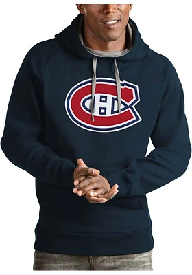 Antigua Montreal Canadiens Mens Navy Blue Full Front Victory Long Sleeve Hoodie