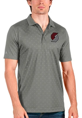 Antigua Portland Trail Blazers Mens Grey Spark Short Sleeve Polo