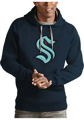 Antigua Seattle Kraken Mens Navy Blue Full Front Victory Long Sleeve Hoodie