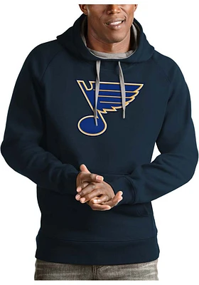 Antigua St Louis Blues Mens Navy Blue Full Front Victory Long Sleeve Hoodie