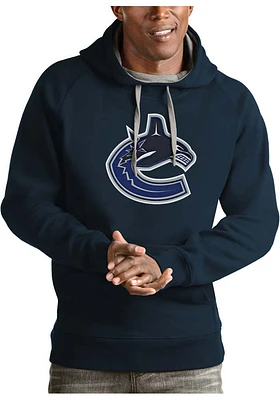 Antigua Vancouver Canucks Mens Navy Blue Full Front Dark Victory Long Sleeve Hoodie