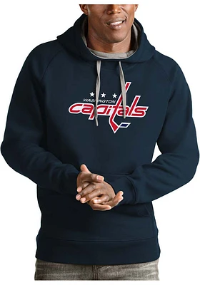 Antigua Washington Capitals Mens Navy Blue Full Front Victory Long Sleeve Hoodie