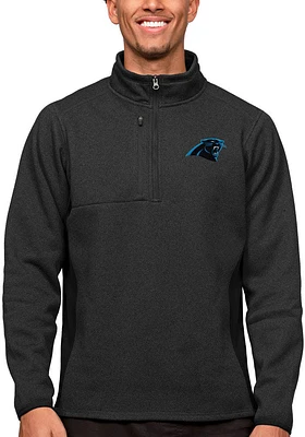 Antigua Carolina Panthers Mens Black Course Long Sleeve Qtr Zip Pullover