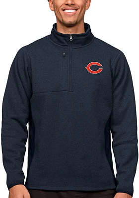 Antigua Chicago Bears Mens Navy Blue C Logo Course Long Sleeve Qtr Zip Pullover