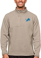 Antigua Detroit Lions Mens Oatmeal Course Long Sleeve Qtr Zip Pullover