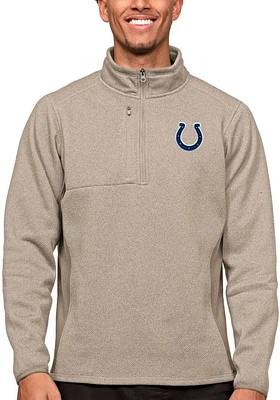 Antigua Indianapolis Colts Mens Oatmeal Course Long Sleeve Qtr Zip Pullover