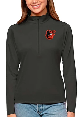 Antigua Baltimore Orioles Womens Grey Tribute Qtr Zip Pullover