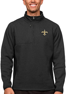 Antigua New Orleans Saints Mens Black Course Long Sleeve Qtr Zip Pullover