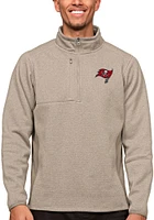 Antigua Tampa Bay Buccaneers Mens Oatmeal Course Long Sleeve Qtr Zip Pullover