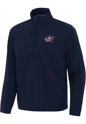 Antigua Columbus Blue Jackets Mens Navy Blue Brisk Long Sleeve Qtr Zip Pullover