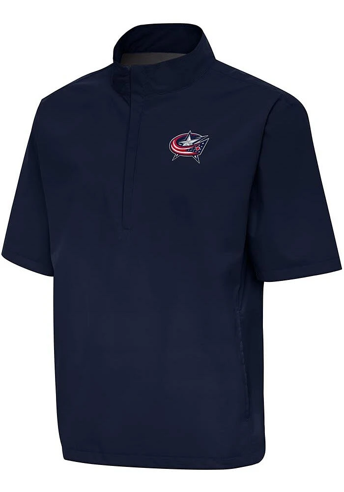 Antigua Columbus Blue Jackets Mens Navy Brisk Short Sleeve Jacket