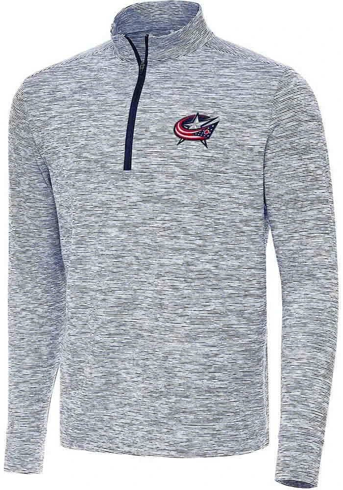 Antigua Columbus Blue Jackets Mens Navy Blue Cause Long Sleeve Qtr Zip Pullover