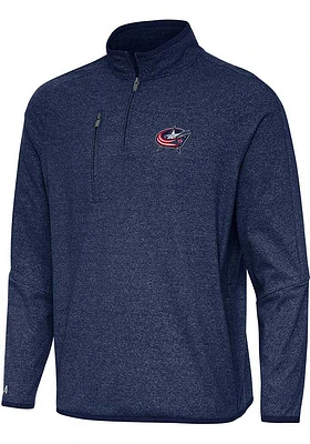 Antigua Columbus Blue Jackets Mens Navy Blue Certain Long Sleeve Qtr Zip Pullover