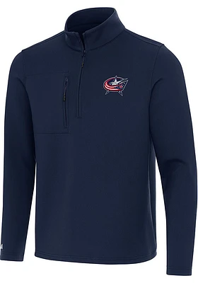 Antigua Columbus Blue Jackets Mens Navy Blue Insider Long Sleeve Qtr Zip Pullover