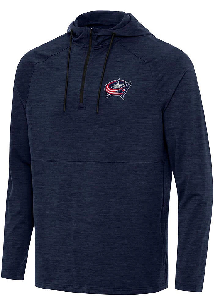 Antigua Columbus Blue Jackets Mens Navy Blue Spikes Long Sleeve Qtr Zip Pullover