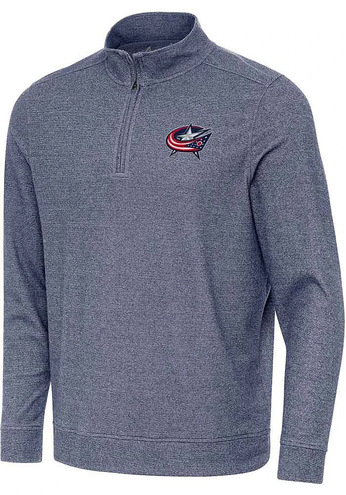 Antigua Columbus Blue Jackets Mens Navy Blue Subtle Long Sleeve Qtr Zip Pullover