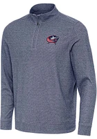 Antigua Columbus Blue Jackets Mens Navy Blue Subtle Long Sleeve Qtr Zip Pullover