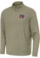 Antigua Columbus Blue Jackets Mens Olive Subtle Long Sleeve Qtr Zip Pullover