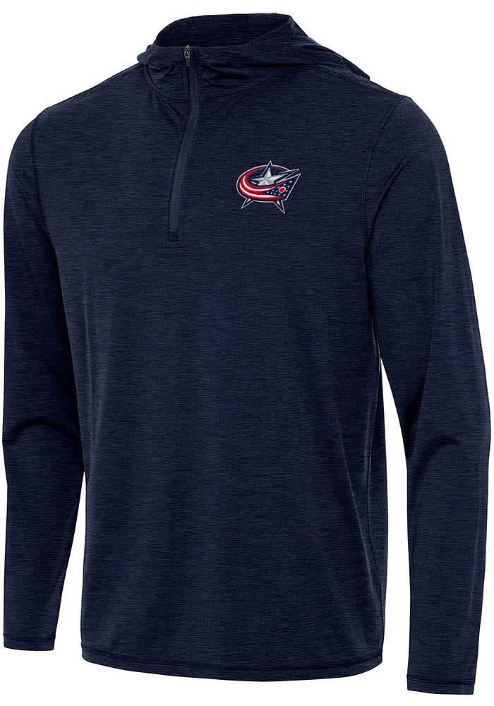 Antigua Columbus Blue Jackets Mens Navy Blue Tidy Long Sleeve Qtr Zip Pullover