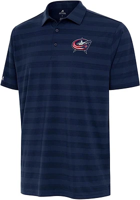 Antigua Columbus Blue Jackets Mens Navy Tunnel Short Sleeve Polo