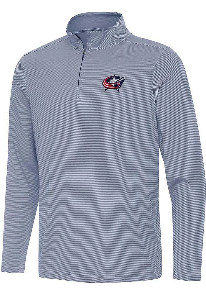 Antigua Columbus Blue Jackets Mens Navy Blue Twine Long Sleeve Qtr Zip Pullover