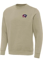 Antigua Columbus Blue Jackets Mens Khaki Victory Long Sleeve Crew Sweatshirt