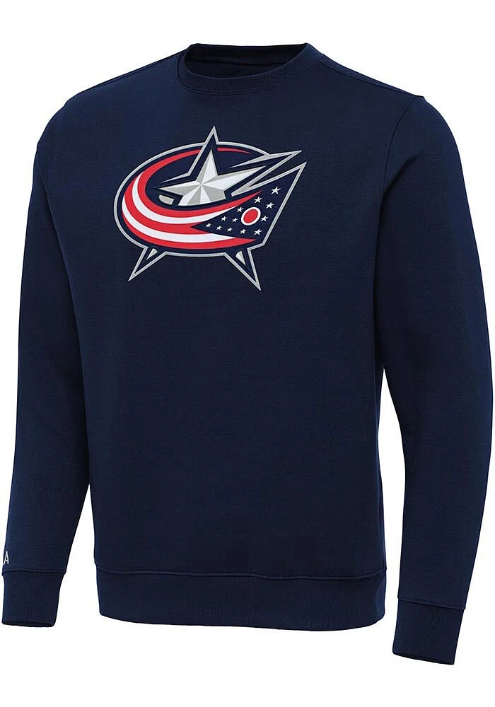 Antigua Columbus Blue Jackets Mens Navy Full Front Victory Big and Tall Crew Sweatshirt