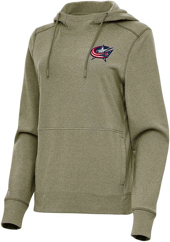 Antigua Columbus Blue Jackets Womens Olive Justice Hooded Sweatshirt