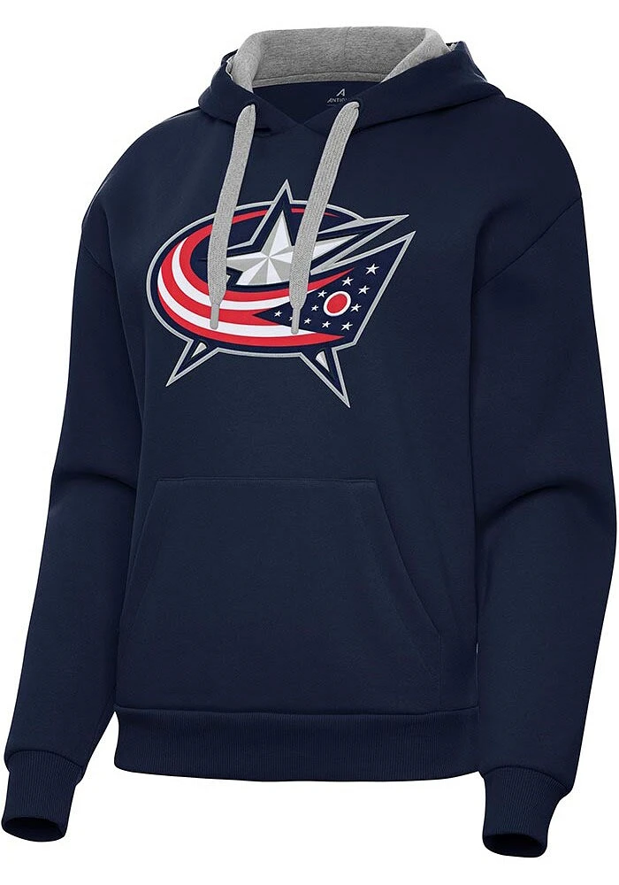 Antigua Columbus Blue Jackets Womens Navy Full Front Victory Hooded Sweatshirt